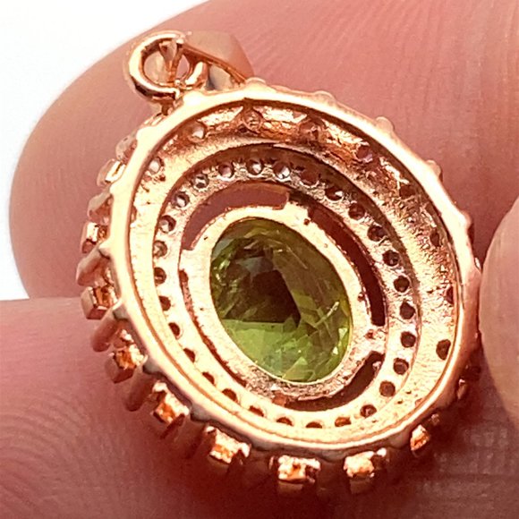 Peridot 1.50ct Rose Gold Finish Solid 925 Silver Pendant - Picture 8 of 8